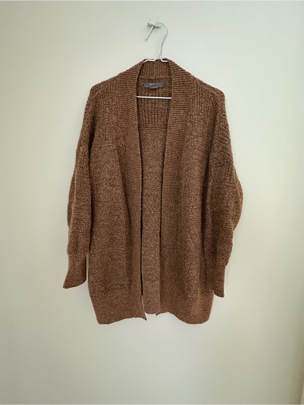 Natural Reflections Cozy Open-Front Rust Knit Cardigan